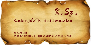 Kaderják Szilveszter névjegykártya